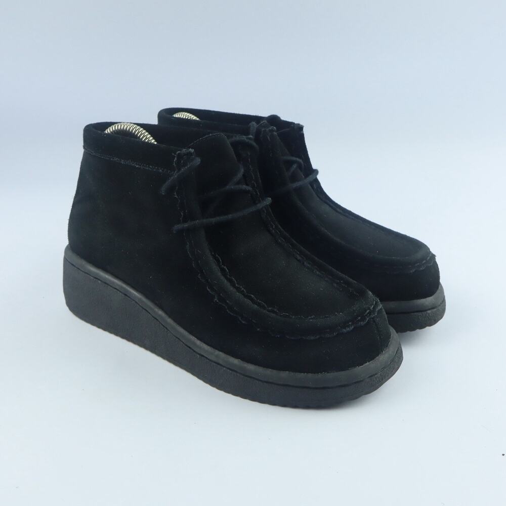 Lower East Side Chunky Platform Chukka Boots Womens Sz 6 Black Suede Y2K Vintage